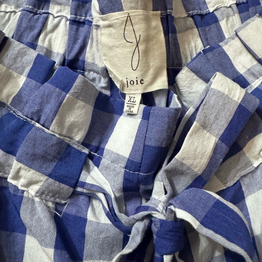 Joie Navy and White Plaid Shorts